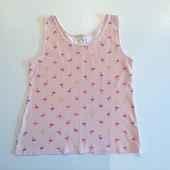Land’s End Flamingo Tank Top Size Medium Rounded Neck - Picture 1 of 7